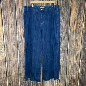 Point Sur J. Crew Wide Leg Raw Hem Denim Jeans Womens size 35